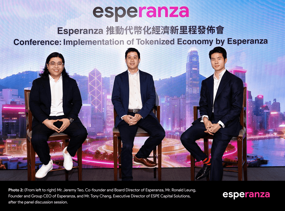 Jeremy Teo, Ronald Leung and Tony Chang, left to right, after the October 2025 conference panel. Photo 2 from the original press release.